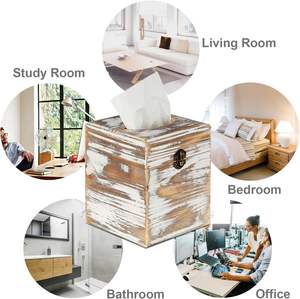 Couvercle de boîte à mouchoirs carré Support de boîte à mouchoirs en bois avec distributeur de mouchoirs en papier Organisateur pour comptoir de vanité de salle de bain (lot de 2) - Product Image 3