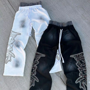 Pantalon de survêtement décontracté pour homme, ample, avec double taille, en molleton lourd personnalisé, pantalon pour homme, coupe évasée, surdimensionné, style hip-hop - Product Image 1