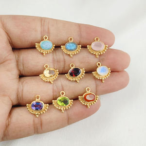 Colgantes finos chapados en rodio de Plata de Ley 925 Vermeil de 18K, colgante de ágata musgosa de 8x6mm, abalorio de piedra ovalada de corte Normal - Product Image 4