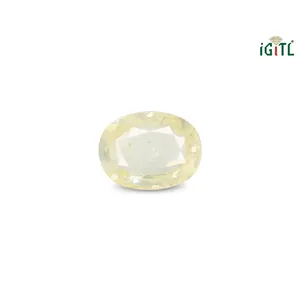 Saphir Jaune Naturel de 7,65 Carats (Pukhraj) - Pierre Précieuse Facettée Taille Émeraude - Product Image 1