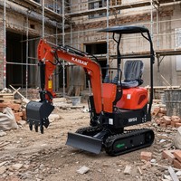 Mini-excavatrice compacte sur chenilles pour usage domestique en Europe, moteur Euro 5, 970 kg, bras oscillant, accès étroit, rétractable