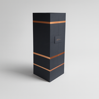 Boîte à double porte luxueuse haut de gamme pour l'emballage de vin Boîte en papier noir recyclable et écologique avec fermeture magnétique