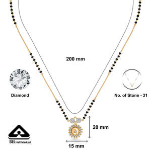 Collier Mangalsutra moderne Sunbeam Sparkle Gold & Diamond pour femmes - Product Image 6