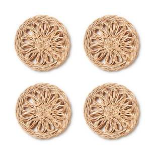 Natural Raffia Fiber <b>Drink</b> <b>Coasters</b> With Lightweight Construction And Long-Lasting Durability For Indoor Tables - Product Image 6