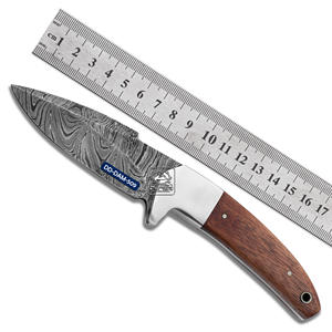 Couteau de chasse fait main lame en acier Damas manche en bois d'acajou gaine en cuir gaufré Support OEM personnalisable gravé au Laser - Product Image 3