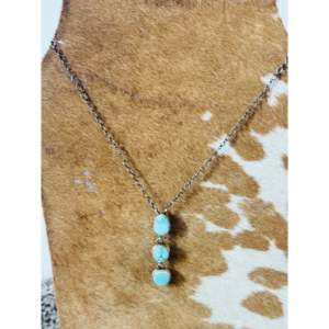 Collier Lariat Antionette Martinez en Turquoise Kingman et Perles, Design Goutte d'Eau Bohème Vintage, en Argent Sterling Religieux - Product Image 2