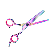 Ciseaux professionnels pour animaux de compagnie à main droite 7.0 pouces Pet chien chat courbé amincissement coupe droite ciseaux