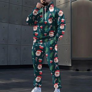 Chándal informal de poliéster, jersey con capucha y estampado digital, conjunto de 2 piezas para hombre de talla grande con relleno de algodón - Product Image 6