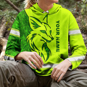 Hi Vis Hoodie Fox Camo Pattern Nombre personalizado Logo Empresa Seguridad Ropa DE TRABAJO Reflectante Hi Vis Manga larga para hombre - Product Image 5