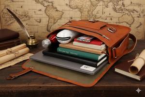 Bolsa de mensajero de cuero hecha a mano de primera calidad: logotipo personalizable duradero y embalaje de alta calidad para uso comercial y universitario - Product Image 4