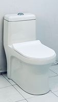 Nouvelle Conception Moderne WC Monobloc Blanc en Céramique à Poser au Sol avec Siphon en S et Abattant de Siège en PP