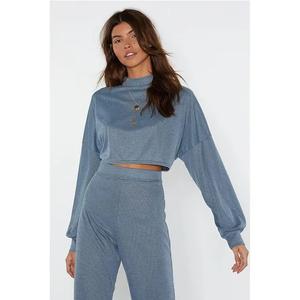 Ensemble de 2 pièces sur mesure, taille plus, 100% coton, survêtement à col rond, manches longues pour femmes, fabriqué au Vietnam, nouveautés - Product Image 2