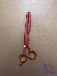 Ciseaux à effiler professionnels en acier inoxydable, lame droite, revêtement rouge - Product Image 5