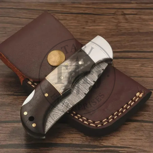 Top Selling Custom Handmade S35VN Camping Folding Pocket <b>Knife</b> Rosewood Horn Handle Drop Point OEM Design Back <b>Lock</b> 3-Year DIY - Product Image 3