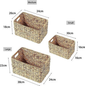 Panier en jacinthe d'eau avec poignées intégrées Solution de rangement pour la maison Panier cadeau idéal pour le salon et la chambre à coucher - Product Image 2