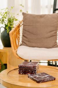 Juego de 5 Posavasos Cuadrados de Mármol Rojo Zebra, Posavasos de Piedra Natural Hechos a Mano, Decoración de Hogar de Lujo - Product Image 6