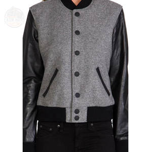 Veste décontractée imperméable de haute qualité pour femmes avec style personnalisé respirant Varsity Outwear avec manches en cuir en gros - Product Image 5