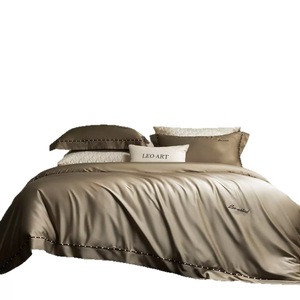 Parure de lit de luxe léger <span class=keywords><strong>gris</strong></span> kaki 4 pièces en coton égyptien 100% avec drap-housse à large bordure et housse de couette pour lit Queen Size - Product Image 6