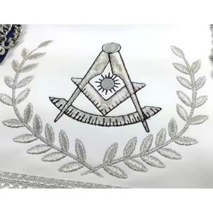 High Quality Customized Masonic Aprons Master Blue Lodge Embroidery <b>Crafts</b> Royal Blue White Silver Embroidery Needlework - Product Image 4