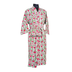Nuevo Kimono Elegante de Alta Calidad con Estampado Digital 100% Algodón, Cuello en V, Largo Completo, Diseño Floral, Casual y Transpirable - Product Image 6