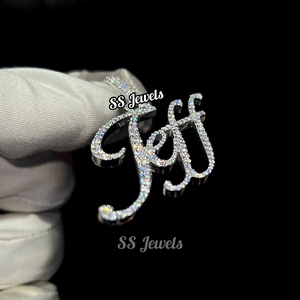 Hip Hop Style Moissanite Diamant Initiale Nom Personnalisé Collier Personnalisé Argent VVS Pendentif Cadeau pour Elle - Product Image 4