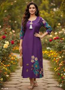 Kurtis indiens décontractés pour tous les jours en poly-rayonne, prêts à porter, avec impression numérique, tailles plus disponibles, prix bas, kurtis simples pour tous les jours - Product Image 5