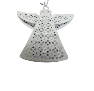 Hanging Decorative Standard Size Metal Iron <b>Angel</b> Hanging <b>Ornament</b> Silver W/Gliter Powder Coated Finished Customized - Product Image 1