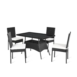 Top 1 supplier Garden Sofa -Outdoor dining Set with 1 table black, 4 chairs chair without arms - export from Vietnam