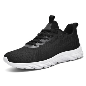 Wholesale Custom Casual Running Shoes Black Fly Knit Upper <b>Height</b> <b>Increasing</b> Breathable Soft EVA <b>Insole</b> Men's Sports Sneakers - Product Image 6