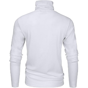 Pulls d'hiver pour hommes coupe ajustée de haute qualité anti-rides avec col rond logo avant pull en polyester de couleurs unies - Product Image 2