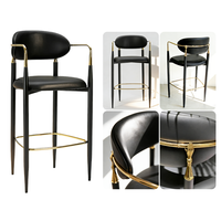 Meubles de bar et de restaurant sur mesure, cadre moderne, tabouret de bar haut de gamme, chaise de bar en cuir noir, chaise de salon