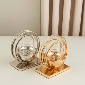 Brûleur d'encens moderne de luxe en métal et acrylique, or et argent, centre de table, décoration de mariage, cadeau pour le salon, ensemble de fête - Product Image 1