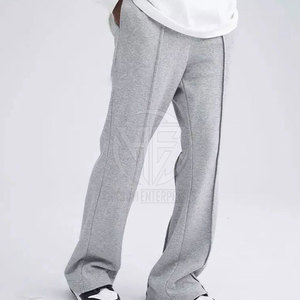 Stylish Everyday <b>Trousers</b> Breathable Fabric <b>Elastic</b> Waist Relaxed Fit Smooth Texture Casual Outfit <b>Men</b> Flared Sweat Pant - Product Image 4
