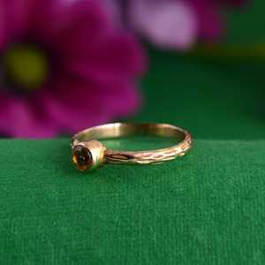 Minimalist Brass <b>Citrine</b> <b>Ring</b> 18k Gold Plated Vintage Wholesale <b>Ring</b> For Women - Product Image 1