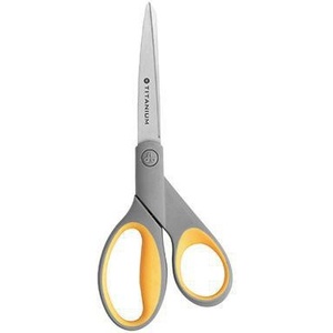 Tijeras universales Westcott TITAN SUPER de 204 mm con unión de nitruro para zurdos y diestros, gris acero/amarillo - Product Image 1