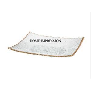 Qualité exclusive en métal fait de couleur blanche enduite de poudre et bords plaqués or Centre de table et décoration Plateaux de service Fournitures - Product Image 2