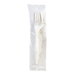 Boardwalk 5.51 In. Long White Disposable Polypropylene <b>Plastic</b> Fork Cutlery Mediumweight <b>Wrapped</b> 1000/Carton for Parties - Product Image 1