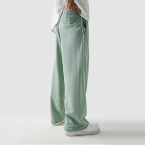 Pantalon de jogging décontracté pour homme avec logo brodé personnalisé, coupe droite, jambe large, ample, en molleton de coton de haute qualité - Product Image 2