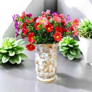 แจกันตั้งโต๊ะงานฝีมือดีไซน์ทันสมัย ประดับด้วยมุกและกระจกโมเสค - Product Image 1