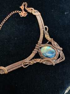 Collier Labradorite en cuivre fil enroulé à la main bijoux en pierres précieuses parfait collier cadeau de mariée ou de demoiselle d'honneur pour les femmes - Product Image 5