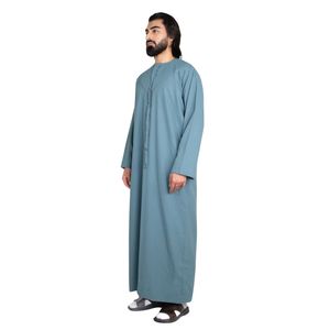 Thobe émirati haut de gamme sarcelle de luxe Kandura vêtements traditionnels arabes élégant hommes Jubba doux et respirant tenue islamique moderne - Product Image 3