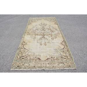 Alfombra turca Vintage Beige clásica, alfombra de felpa hecha a mano de 4,3x8,9 pies, Material de lana, diseño de retazos, pasillo Rectangular de látex, nuevo - Product Image 1