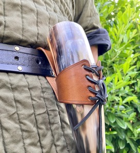 Cuerno para beber vino seguro para alimentos con soporte y estuche de cuero Cuerno para beber Premium Cuerno para beber auténtico para cerveza Mead Viking - Product Image 3