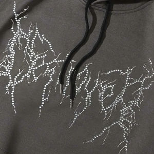 Custom 100 Cotton Pullover 2025 Hoodies Hombres Custom Basics,Cotton Blended Rhinestone Hoodie Hombres - Product Image 4
