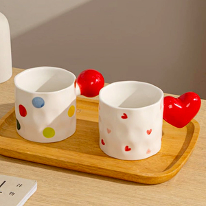 2024 tasses en gros en vrac sublimation inspirant peint à la main personnalisé 3d céramique mignon rouge amour poignée café coeur tasse pour les filles - Product Image 4