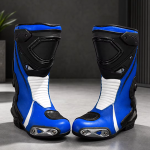Bottes de moto en cuir véritable pour homme Obexa, chaussures de course haute performance avec protection de la cheville et semelle antidérapante - Product Image 1