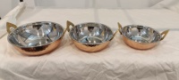 Karahi indien servant intérieur en acier inoxydable extérieur en cuivre