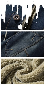Veste en jean polaire pour homme, hiver 2025, décontractée, chaude, bomber, jean, coton, uni, streetwear, manteau - Product Image 6