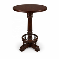 Mesa de Póker A'dam Old Brown Cafe con Base de Pedestal de Madera Maciza, Clásica para 2 Personas |   Diseño Redondo Vintage Antiguo de Juego Comercial