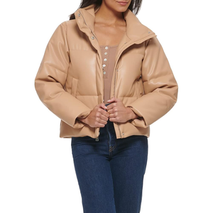Chaquetas acolchadas de burbujas cálidas transpirables con diseño de invierno de cuero para mujer, venta al por mayor, servicio OEM de nuevo diseño del fabricante 2024 - Product Image 3